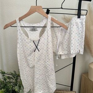 Calvin Klein White Pajama Set with Multicolor Print